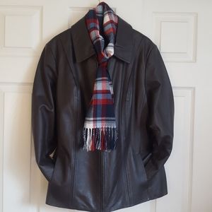 Brown Leather jacket, women's plus